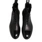 Brown Black Lace Up Mid Calf Men Boots Shoes