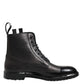 Brown Black Lace Up Mid Calf Men Boots Shoes