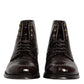 Dark Brown Leather Lace Up Short Boots Shoes