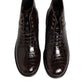Dark Brown Leather Lace Up Short Boots Shoes