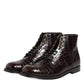 Dark Brown Leather Lace Up Short Boots Shoes