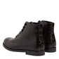 Dark Brown Leather Lace Up Short Boots Shoes