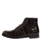 Dark Brown Leather Lace Up Short Boots Shoes