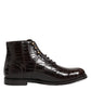 Dark Brown Leather Lace Up Short Boots Shoes