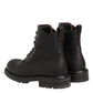 Dark Brown Leather Lace Up Mid Calf Boots Shoes