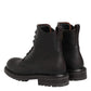 Dark Brown Leather Lace Up Mid Calf Boots Shoes