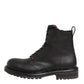 Dark Brown Leather Lace Up Mid Calf Boots Shoes