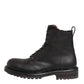Dark Brown Leather Lace Up Mid Calf Boots Shoes