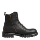 Dark Brown Leather Lace Up Mid Calf Boots Shoes