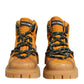 Orange Lace Up Trekking Ankle Boots Shoes