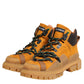 Orange Lace Up Trekking Ankle Boots Shoes