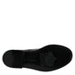 Black Leather Lace Up Mid Calf Boots Shoes
