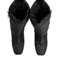 Black Padded Mid Calf Logo Heel Boots Shoes