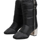 Black Padded Mid Calf Logo Heel Boots Shoes