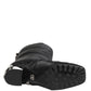 Black Padded Mid Calf Logo Heel Boots Shoes