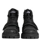 Black Leather Trekking Sneakers Boots Shoes