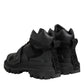 Black Leather Trekking Sneakers Boots Shoes