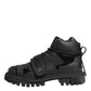 Black Leather Trekking Sneakers Boots Shoes