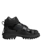 Black Leather Trekking Sneakers Boots Shoes