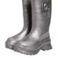 Metallic Silver Pull On Rain Boots Shoes