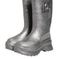Metallic Silver Pull On Rain Boots Shoes