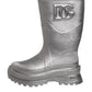 Metallic Silver Pull On Rain Boots Shoes