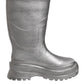 Metallic Silver Pull On Rain Boots Shoes