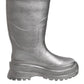 Metallic Silver Pull On Rain Boots Shoes