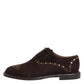 Brown Velvet Lace Up Oxford Dress Shoes