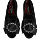 Black VATICANO Crystal Ribbon Slip On Shoes