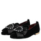 Black VATICANO Crystal Ribbon Slip On Shoes