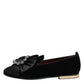 Black VATICANO Crystal Ribbon Slip On Shoes