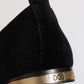Black VATICANO Crystal Ribbon Slip On Shoes