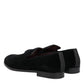 Black Velvet Loafers Formal Men Dress Shoes