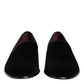 Black Velvet Slip On Loafers Men Formal Shoes