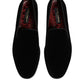 Black Velvet Slip On Loafers Men Formal Shoes