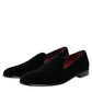 Black Velvet Slip On Loafers Men Formal Shoes