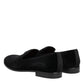 Black Velvet Slip On Loafers Men Formal Shoes