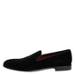 Black Velvet Slip On Loafers Men Formal Shoes
