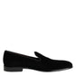 Black Velvet Slip On Loafers Men Formal Shoes