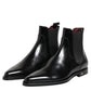 Black Leather MILLENIALS Mid Calf Boots Shoes