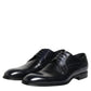 Navy Blue Leather Lace Up Derby Formal Shoes