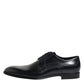 Navy Blue Leather Lace Up Derby Formal Shoes