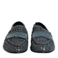 Blue Woven Raffia Slip On Loafers Shoes