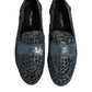 Blue Woven Raffia Slip On Loafers Shoes