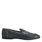 Blue Woven Raffia Slip On Loafers Shoes