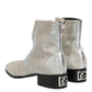 White Strass DG Logo Heels Ankle Boots Shoes