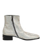 White Strass DG Logo Heels Ankle Boots Shoes