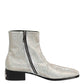 White Strass DG Logo Heels Ankle Boots Shoes