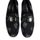 Blue Logo Cotton Loafers Formal Dress Shoes